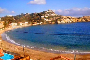 利加里亚海滩。 网络摄像头伊拉克利翁
