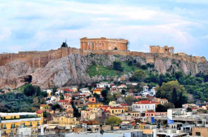 雅典卫城(希腊)-主要的吸引力。 摄像头在线雅典