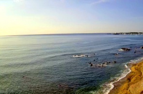 可观看海湾和海滩风景。实时网络摄像头 Giardini Naxos 在线