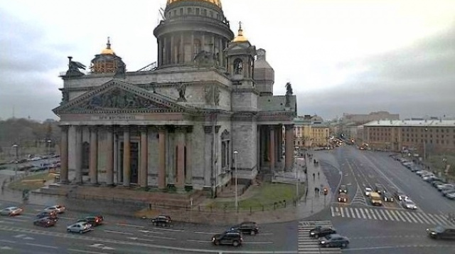 圣以撒大教堂。圣彼得堡网络摄像头在线播放声音。