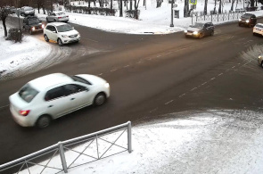 Karelskaya-Sovetskaya街道的十字路口。网络摄像头Sortavala在线